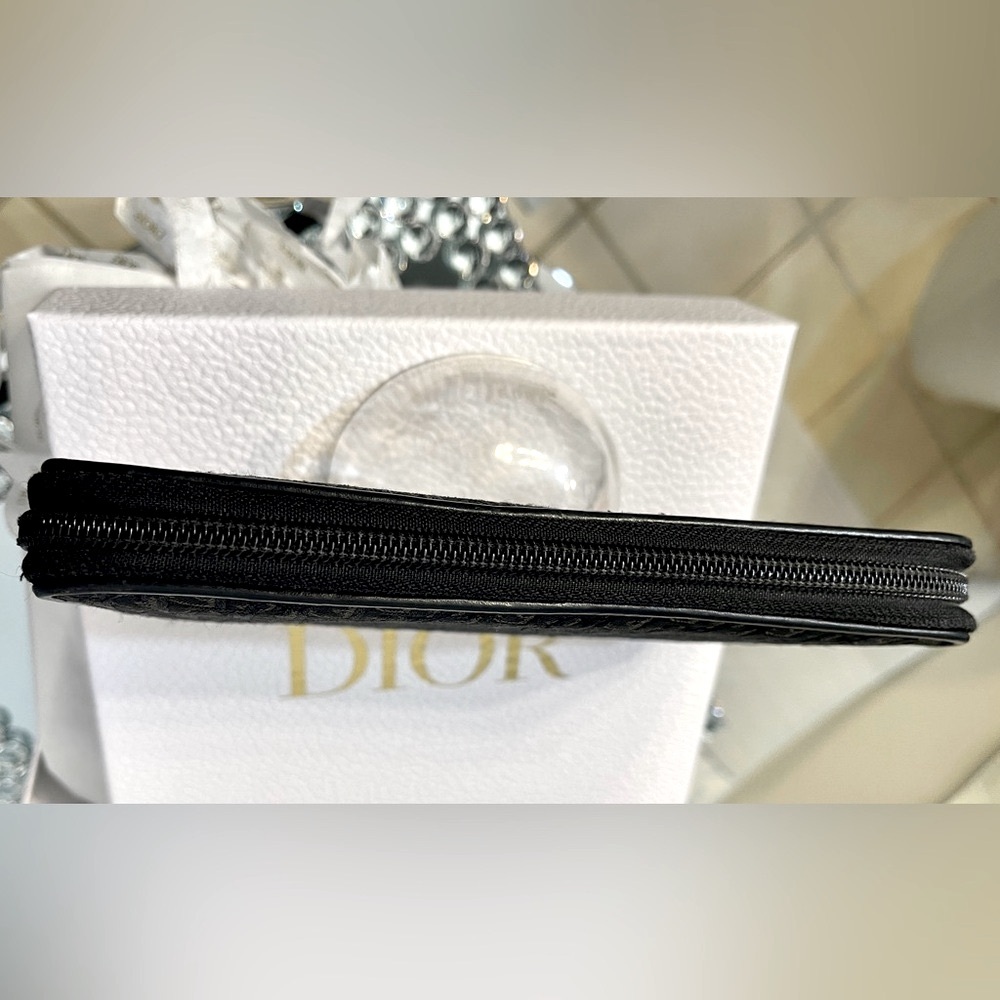Dior Long Zip-around Monogram Wallet Canvas/Leather Piping & PebbledDior GiftBox - Picture 10 of 15